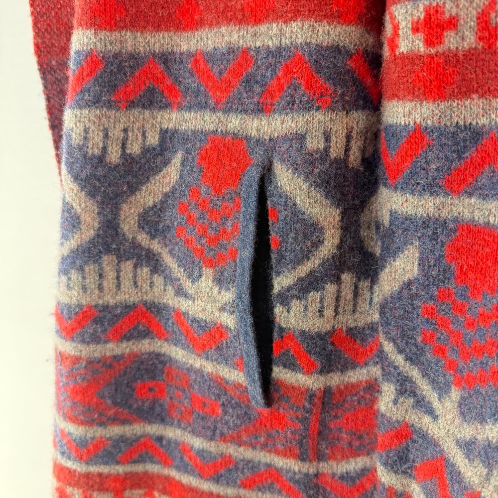 Toad&Co Merino Merritt Aztec Print 100% Lambswool Long Hooded Cardigan - Picture 5 of 10